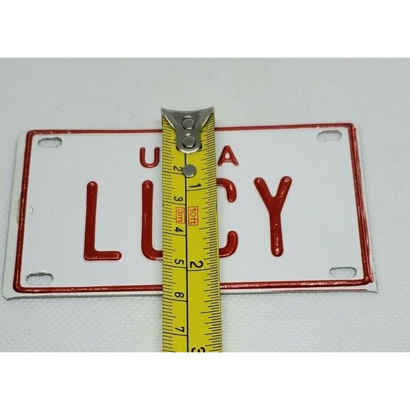 U.S.A Lucy Personalized White & Red Mini Collectible Bike License Plate - Picture 9 of 10